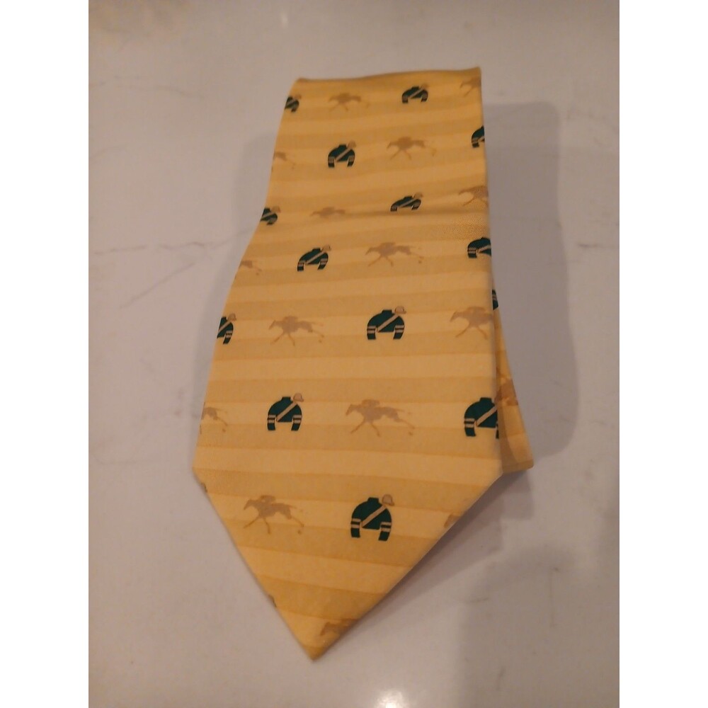 Keeneland Men's Silk Handmade Tie Necktie Horse Racing Jockey Equestrian Print